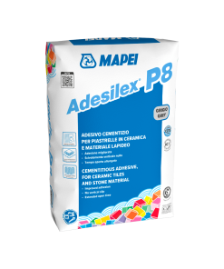 ADESILEX P8 (PALLETS (50*25) 1250Kg) -Adesivo cementizio ad adesione migliorata, resistente allo scivolamento verticale e con tempo aperto allungato, per piastrelle ceramiche e materiale lapideo.