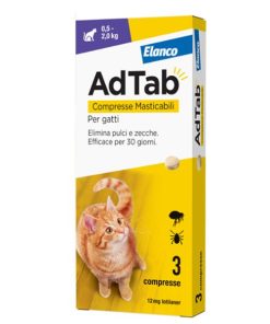 AdTab Elanco Antiparassitari per Gatti da 0,5 a 2,0kg (3 Compresse Masticabili)